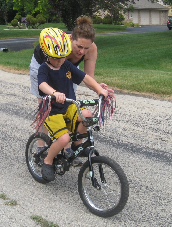 Fletcher learning to ride in Beecher