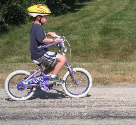 Fletcher learning to ride in Beecher